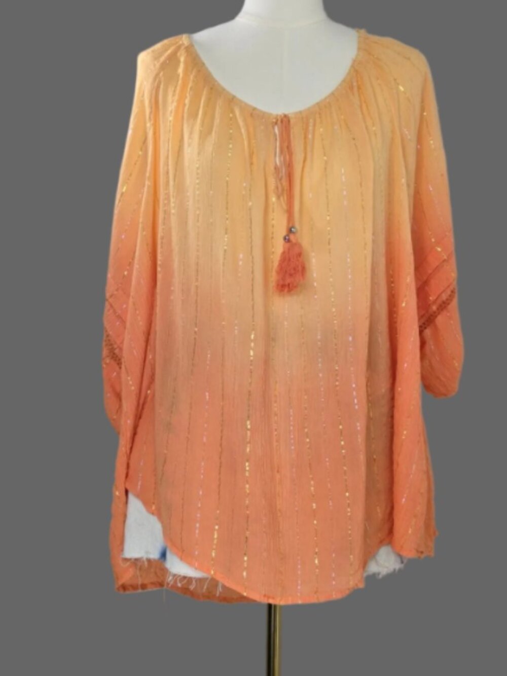 CATO Orange Ombré Boho Blouse – Size 26/28W